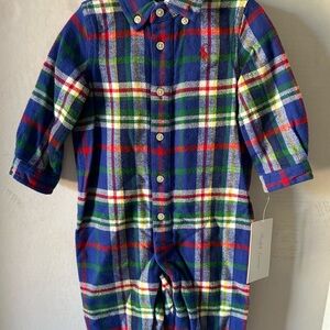 Plaid Button-Up Baby Romper
